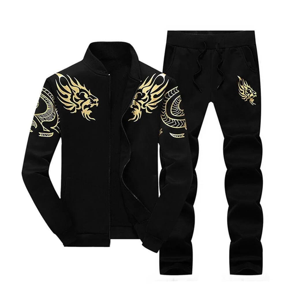 2 PC's Men's Fleece Zipper Track suit - Image 2